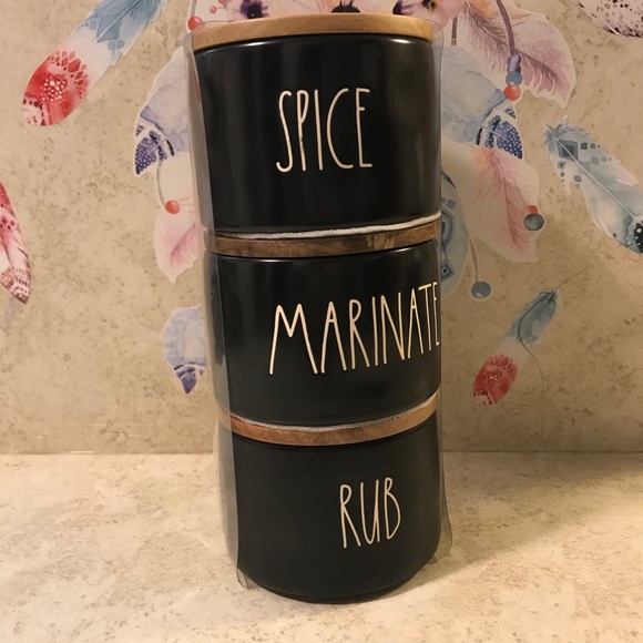 Rae Dunn Other - Rae Dunn Black Stacking Seasoning Jars